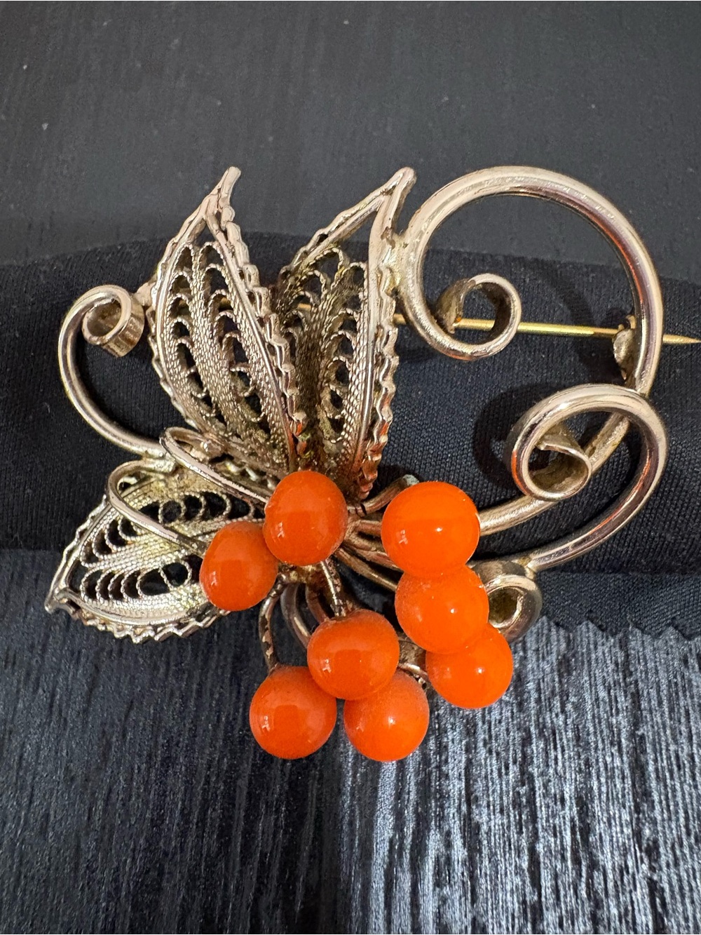 Vintage Sarah Coventry (1962) Bittersweet Faux Coral Berry Brooch